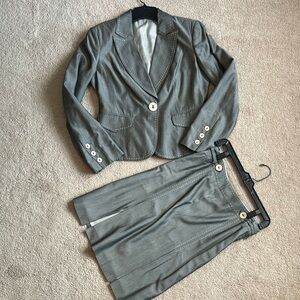 Gray Blazer and Skirt Set